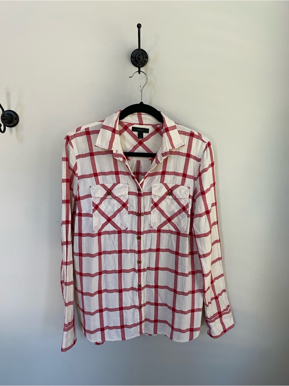 J. Crew White & Red Autumn Plaid Button-Down